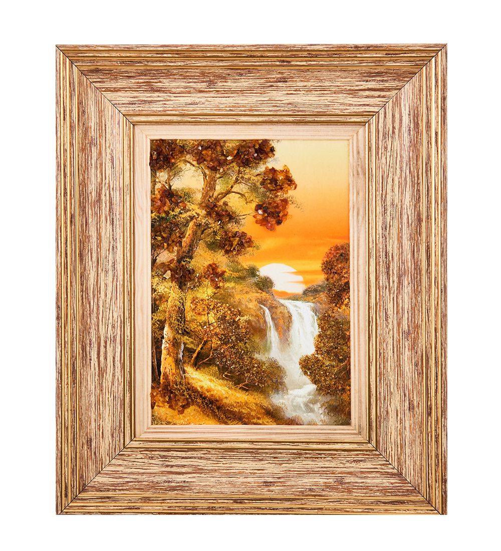 AMB-03/20 Картина «Водопад» (с янтарной крошкой) H-32см