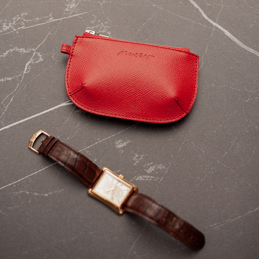 Ключница-кошелек Chatelain из кожи сафьяно, красного цвета