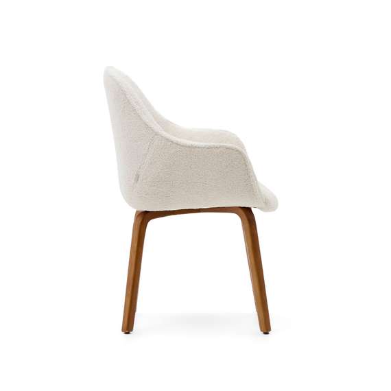 Стул Aleli, белый мех, ножки орех