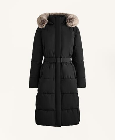 Oysho Длинная водоотталкивающая утепленная куртка Primaloft®, черный