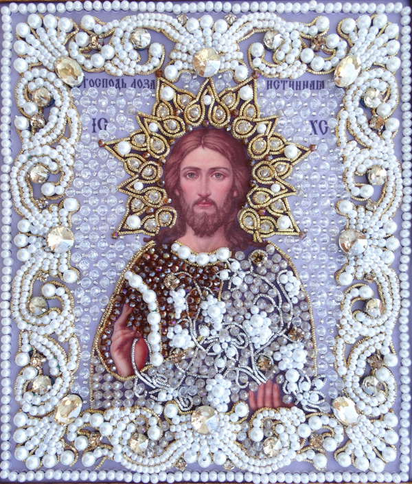 ЖС-14-ЗШ Набор для вышивания хрустальными камнями Господь Лоза истинная (шампань)