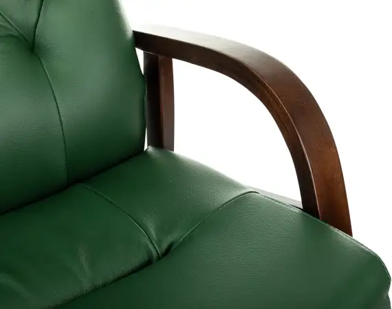 Кресло Бюрократ T-9928 WALNUT-CF зеленый кожа на ножках дерево