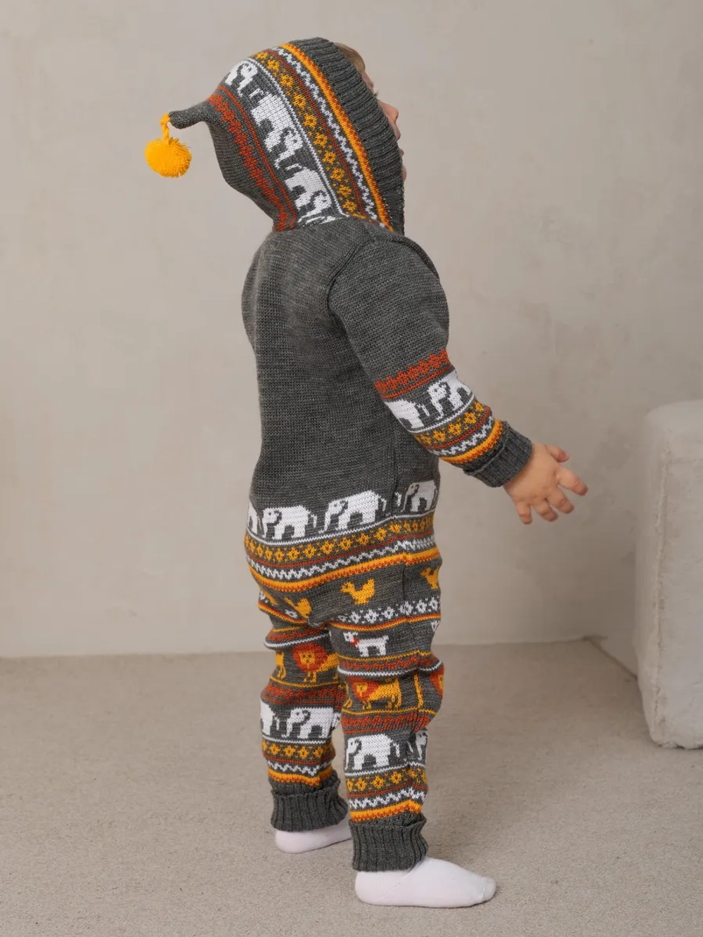 Вязаный комбинезон для новорожденных и малышей на молнии