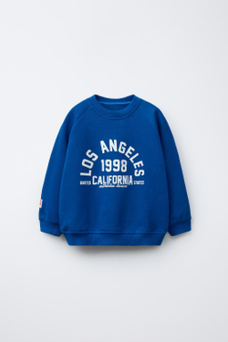 ZARA ТОЛСТОВКА С НАДПИСЬЮ, ЯРКО-СИНИЙ