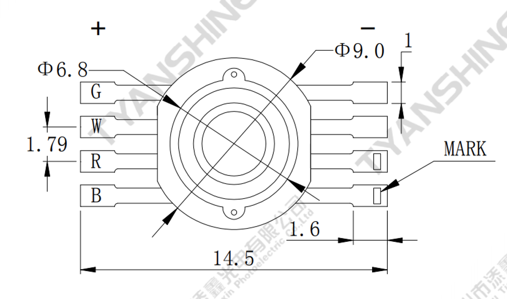 Светодиод RGBW (12w, 8 pin, Tianxin)