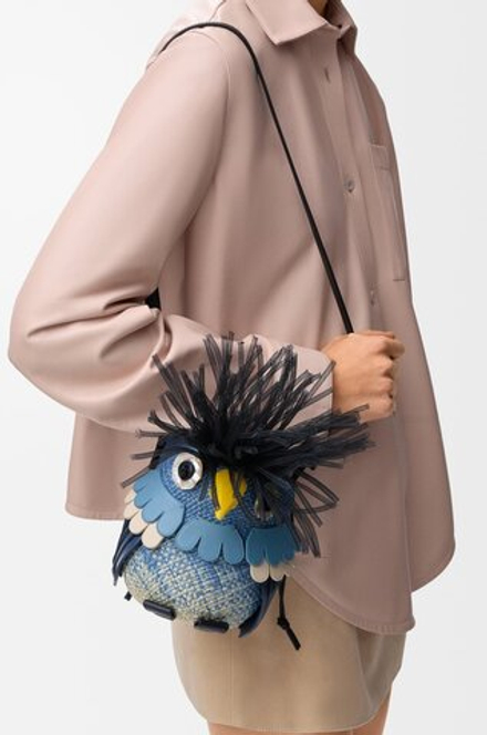 Loewe Сумка Bird в форме птицы из пальмы и телячьей кожи, синий