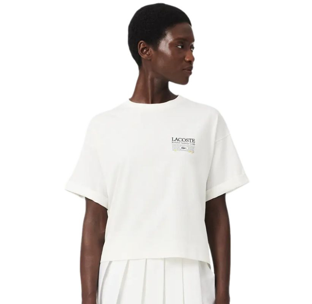 Женская теннисная футболка Lacoste Roland-Garros Edition Graphic - white