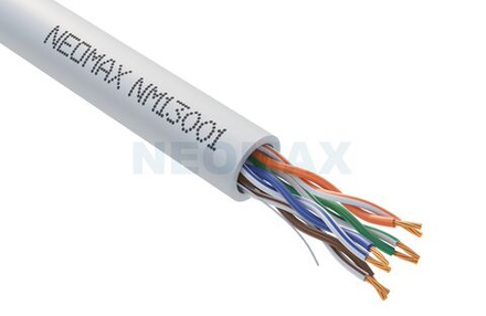 Кабель витая пара NEOMAX NM13001-040М-P U/UTP cat.5e 4 пары (40 м) 7/0.18 мм (24 AWG) гибкий многожильный, чистая медь, PVC jacket