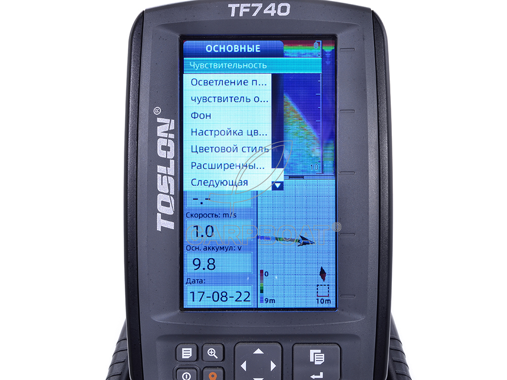БЕСПРОВОДНОЙ ЦВЕТНОЙ ЭХОЛОТ FISH-FINDER TF-740 LI-ION GPS+XPILOT
