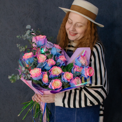 158. Нежный необычный букет из роз сорта Барби