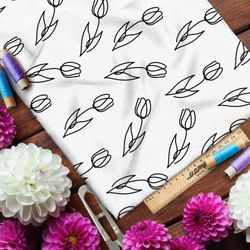 Ткань мембрана простые эскизы тюльпанов на бежевом фоне