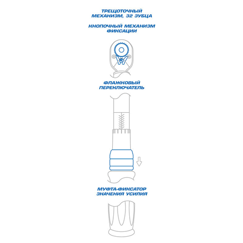 KING TONY (34462-3DG) Динамометрический ключ серии "EXACT", 1/2", 20-100 Нм, для левой и правой резьбы, футляр