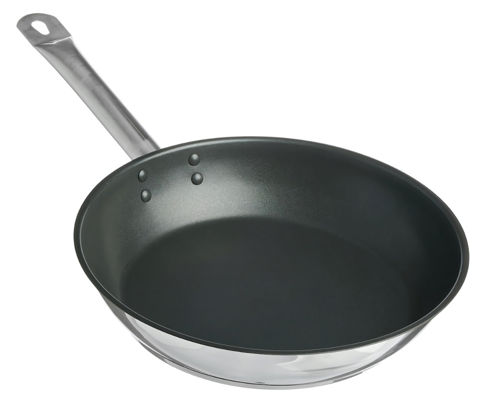 Сковорода нержавеющая сталь антипригарная 28 см ОБЩЕПИТ с ТРС без крышки, для индукционной плиты