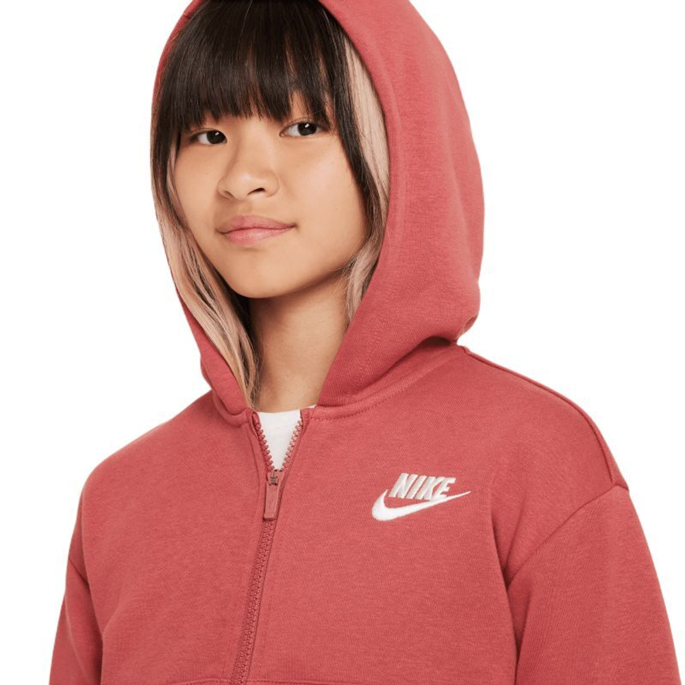 Кофта для девочки теннисная  Nike Sportswear Club Fleece Full Zip Hoodie - Коричневый