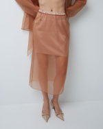 Юбка из шелковой органзы карамель