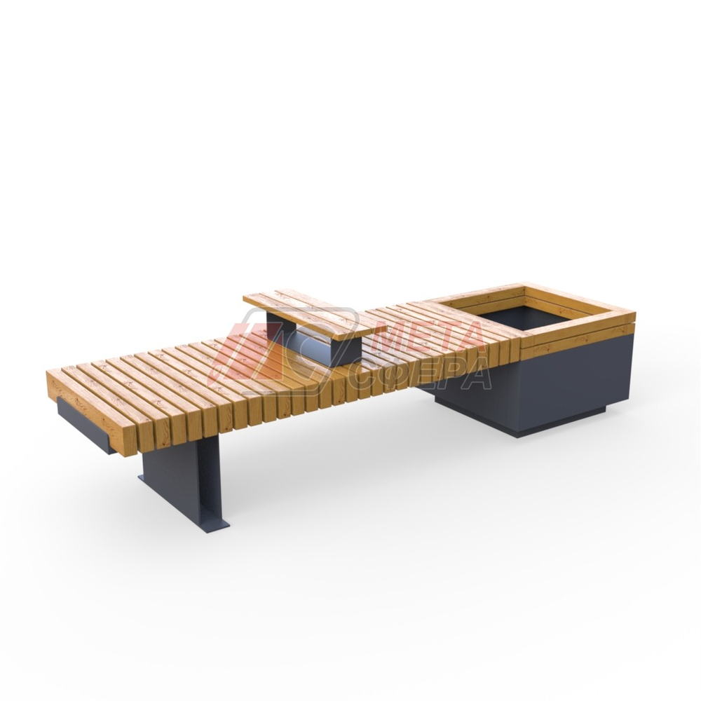 Лавка Rail Road 03 с вазоном и подлокотником