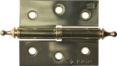 Петля дверная разъемная ЗУБР ″ЭКСПЕРТ″, 1 подшипник, цвет латунь (PB), правая, с крепежом, 75х63х2,5мм, 2 шт