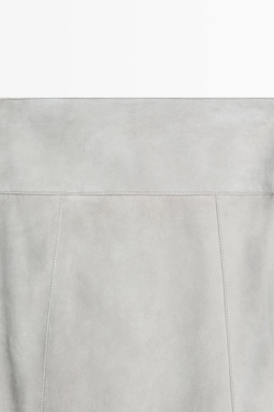 Massimo Dutti Замшевая расклешенная юбка миди с поясом, сине-серый