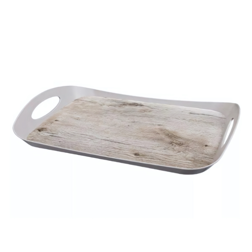 Поднос с декором 412х270х50 мм (светло-бежевый)