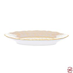 Блюдо овальное Queen's Crown ARISTOKRAT Лист Бежевый 21 см