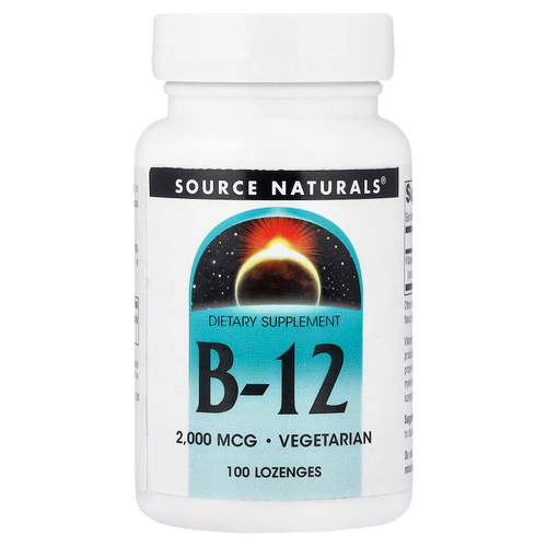 Source Naturals, витамин B12, 2000 мкг, 100 пастилок