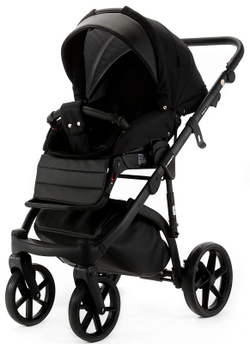Детская коляска Adamex Nola Natura 2 в 1 N-11-CARBON (ЧЕРН + ЧЕРН. КОЖА)