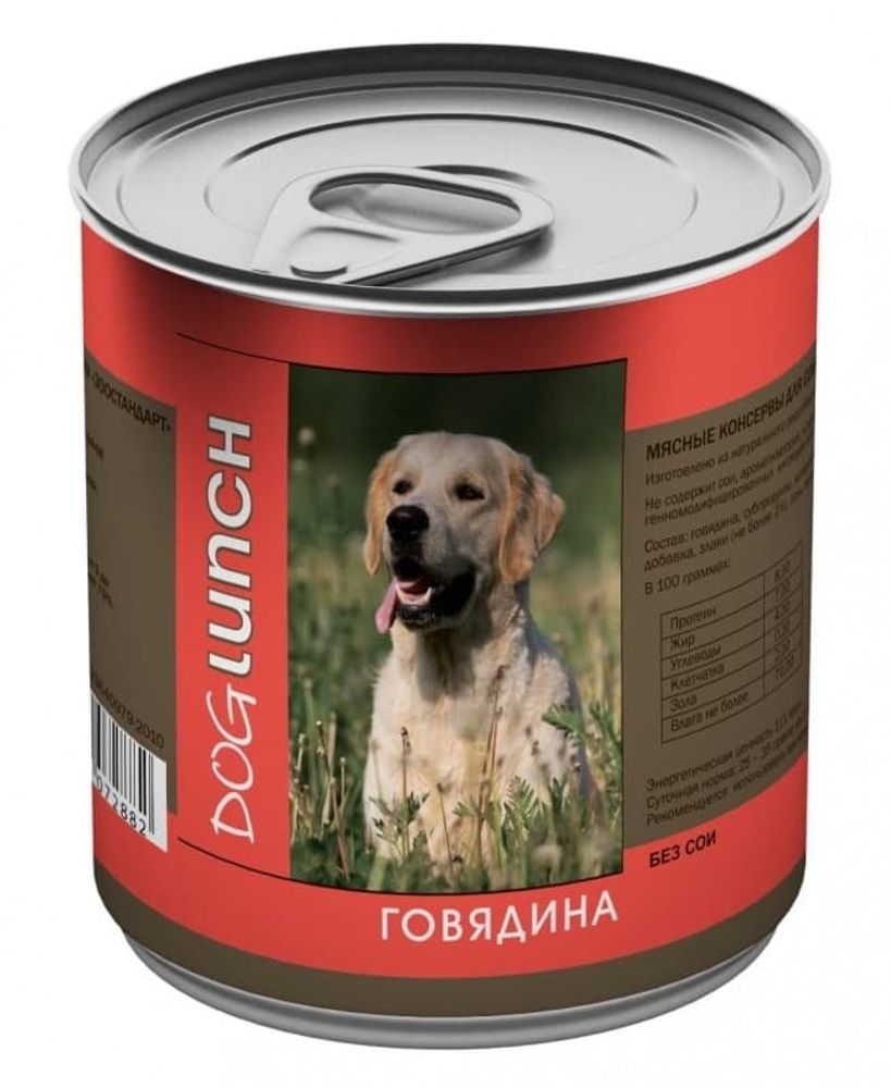 Влажный корм DOG LUNCH для собак с говядиной в желе, банка 750г Влажный корм DOG LUNCH для собак с говядиной в желе, банка 750г