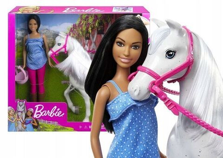 Кукла Barbie Mattel Набор с куклой Барби и лошадью HCJ53