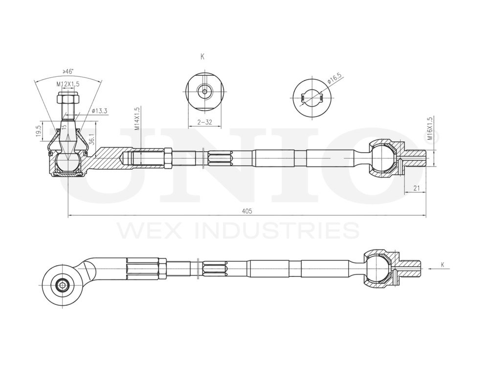 Тяга рулевая правая UNIO SSP-30100