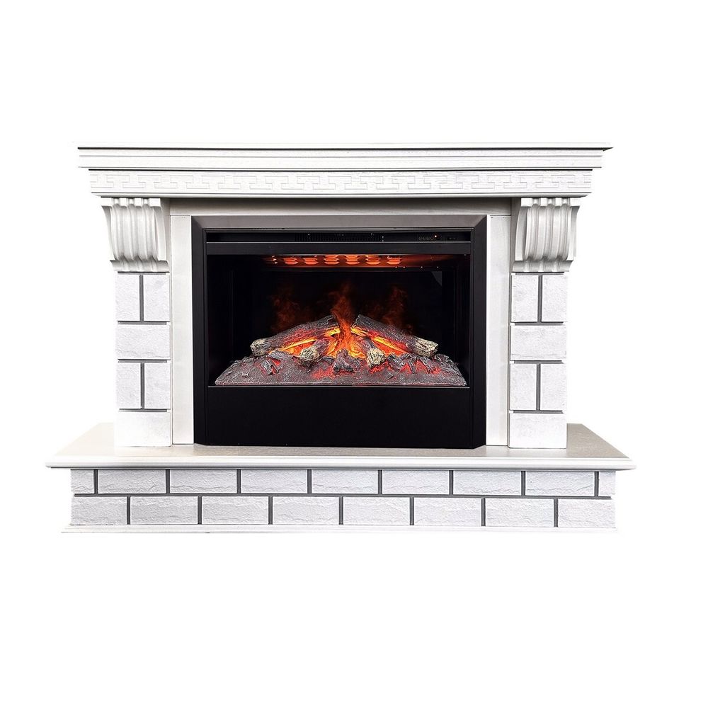 Электрокамин RealFlame Castle 26 WT молочный с очагом 3D Helios 26 SBG