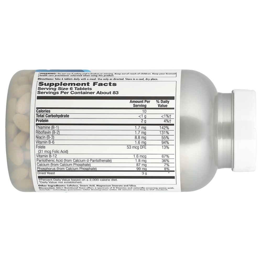 KAL, питательный дрожжи, 500 таблеток