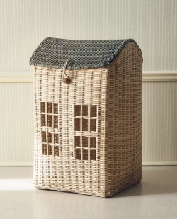 ZARA HOME КОРЗИНА В ФОРМЕ ДОМИКА ДЛЯ ХРАНЕНИЯ ДЕТСКИХ ИГРУШЕК, СВЕТЛО-БЕЖЕВЫЙ