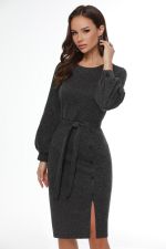 Платье трикотажное темно-серое с разрезом DStrend (Акция)