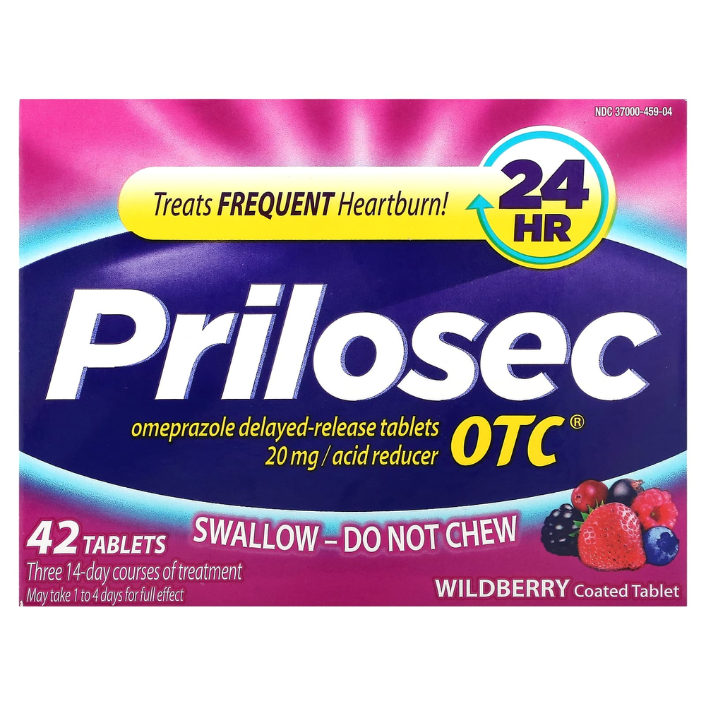 Prilosec, OTC, Wildberry, 20 мг, 42 таблетки