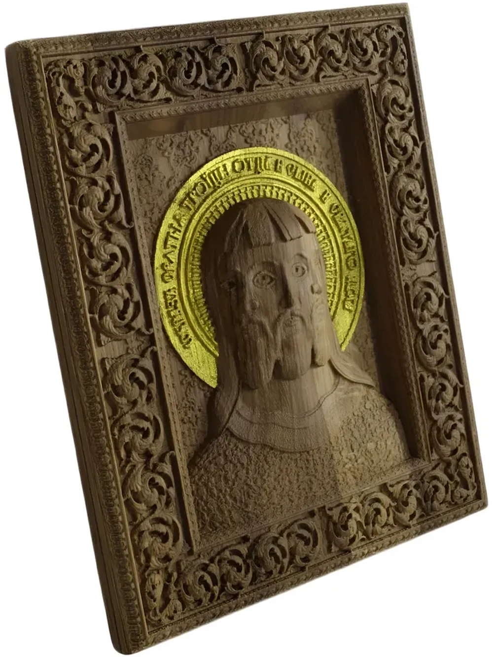 Икона Смесоипостасная Троица резная из массива дуба малая