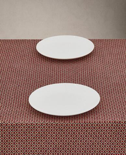 ZARA HOME ХЛОПКОВАЯ СКАТЕРТЬ С КОНТРАСТНЫМ УЗОРОМ, КРАСНЫЙ