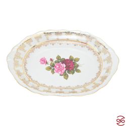 Блюдо для хлеба на ноге Queen's Crown Роза перламутр 35 см