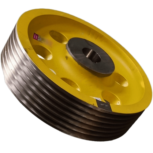 Канатоведущий шкив D520х6х13 мм обод 134 мм ступица 100мм расстояние между канатами 20 мм канавка V35° лебедка FF620