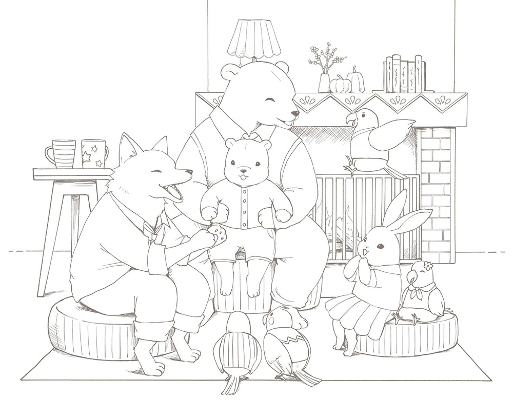 Traveling Animal Orchestra Exciting. Coloring Book