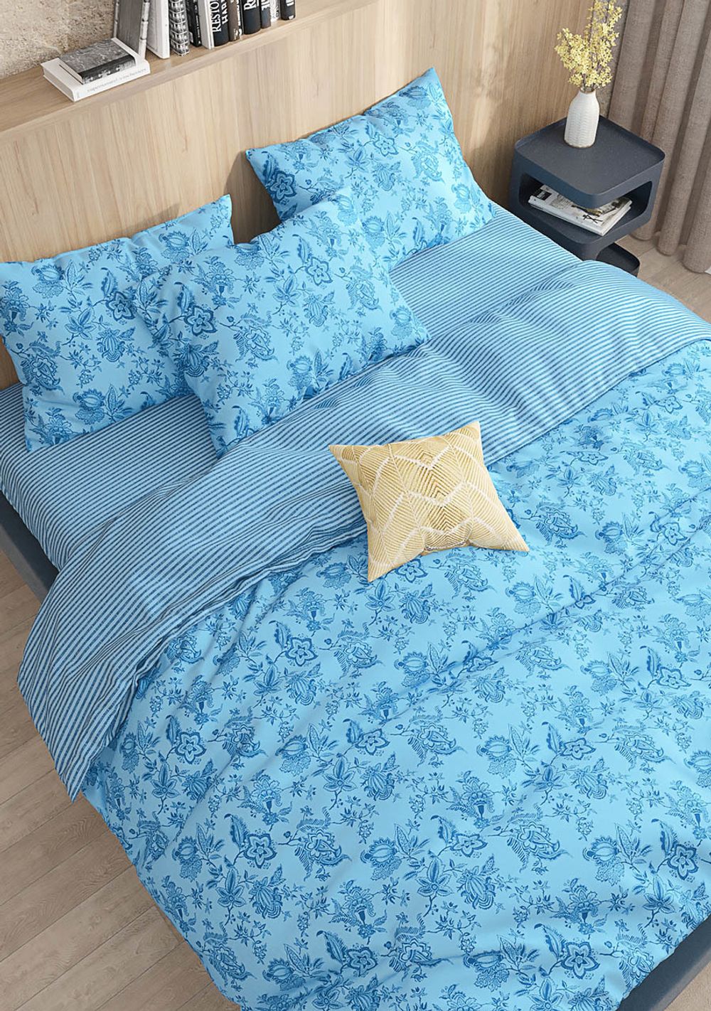 Пододеяльник Сказка "Шамбала (синяя)/Милтон" евро 200х215 см на молнии , перкаль