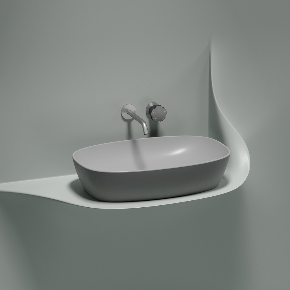 Умывальник чаша накладная овальная (цвет Серый Матовый) Element 610x385x140мм