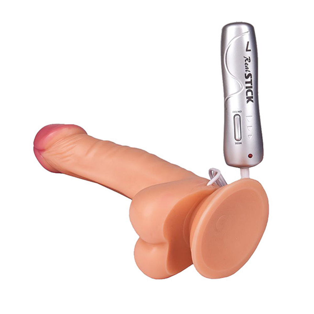 Телесный вибратор 20см с 7 режимами вибрации ToyFa RealStick Nude 581001