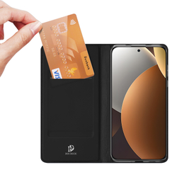 Чехол книжка из PU кожи черного цвета для Xiaomi Redmi Note 15 Pro 5G, серия Skin Pro Series от Dux Ducis