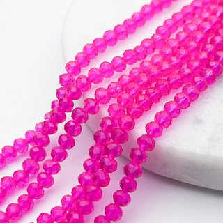 Бусины стекло с огранкой, цвет фуксия, размер 3,5*4 мм, цена за нить 38 см