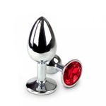 Анальная пробка маленькая Alive Anal Pleasure, металл с красным кристаллом L: 9х4,1 см