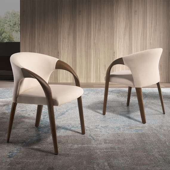 Стул Angel Cerda 5151, кремовый бархат, орех