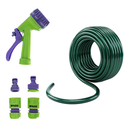 Набор поливочный, шланг 3/4", 15 м, 7 режимов пистолет, соединитель, адаптер Palisad