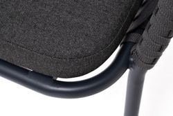 "Бордо" стул плетеный из роупа, каркас алюминий темно-серый (RAL7024) шагрень, роуп серый 15мм, ткань темно-серая 027