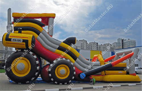 Детский надувной батут-горка "Бульдозер" 14*7*8.5 м