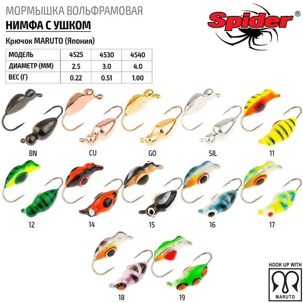 Мормышка вольфрамовая Spider 4540 &quot;Нимфа с ушком&quot; (4мм, 1гр)